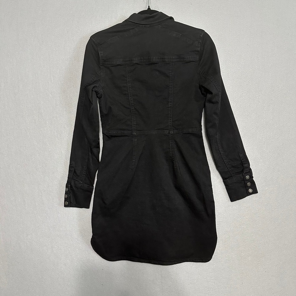 Free People Black Denim Button Down Mini Dress Long Sleeve Size M - Picture 5 of 7